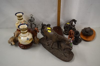 Lot 138 - Mixed lot, bronze effect resin model horses,...