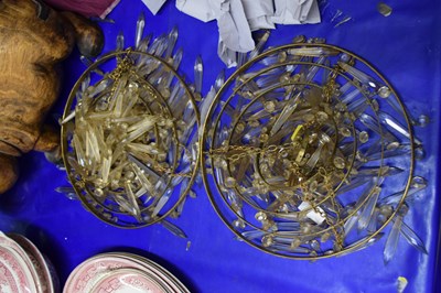 Lot 144 - Pair of circular ceiling light fittings with...