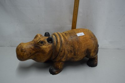 Lot 145 - Carved wooden hippo