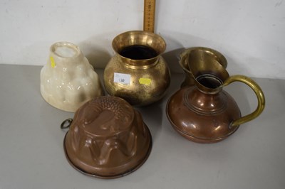Lot 160 - Mixed jelly moulds, brass vase and other...
