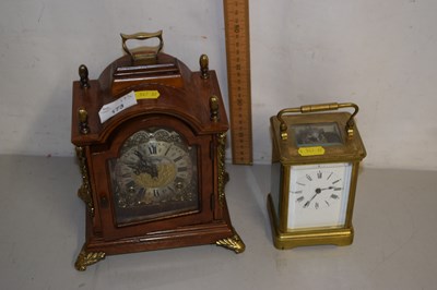 Lot 173 - Brass carriage clock together with a...