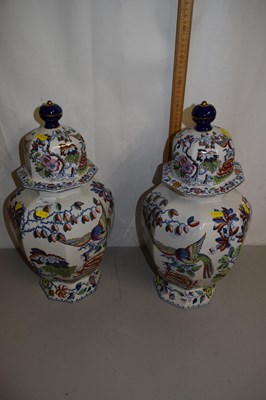 Lot 176 - Pair of Masons ironstone covered vases