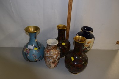 Lot 181 - Pair of reproduction cloisonne vases plus a...