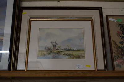 Lot 217 - View of a windmill water colour together with...