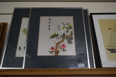 Lot 221 - Two oriental needlework pictures