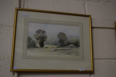 Lot 230 - Sheep in a field by Jason Partner watercolour