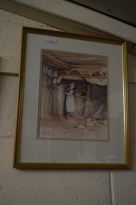 Lot 234 - Woman baking, Jason Partner, watercolour, framed