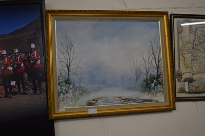 Lot 247 - Misty landscape oil on canvas, framed