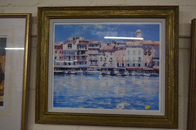 Lot 265 - View of continental harbour scene by M J...