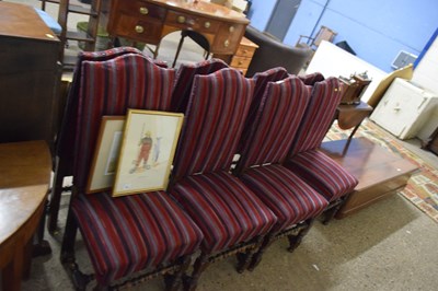 Lot 283 - Set of eight dining chair with striped upholstery