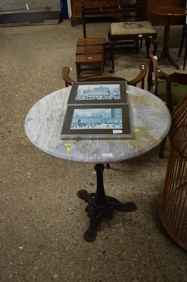 Lot 321 - Marble top cast iron based pub table