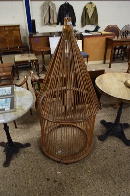 Lot 323 - Large slated wooden hanging bird cage