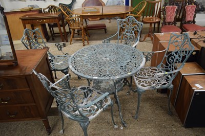 Lot 330 - Cast aluminium garden table and four chairs