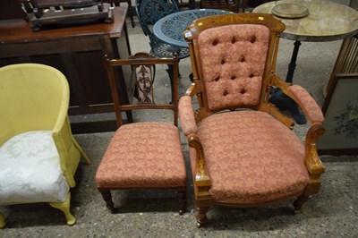 Lot 342 - Victorian walnut framed and button upholstered...