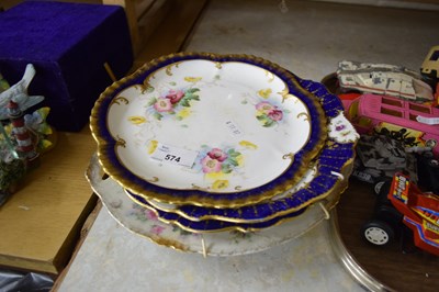 Lot 574 - MIXED LOT : FOUR FLORAL DECORATED PLATES