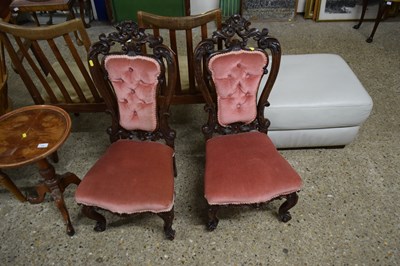Lot 356 - Pair of Victorian bedroom chairs with heavily...