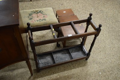 Lot 367 - Early 20th century oak stick stand with metal...