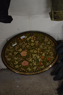 Lot 374 - Lacquered floral serving tray
