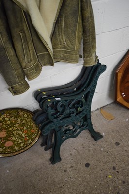 Lot 376 - Two pairs cast iron garden bench ends