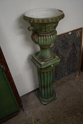 Lot 380 - 20th century green glazed ceramic urn and stand