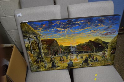 Lot 387 - David Barber, The country Ho down, oil on...