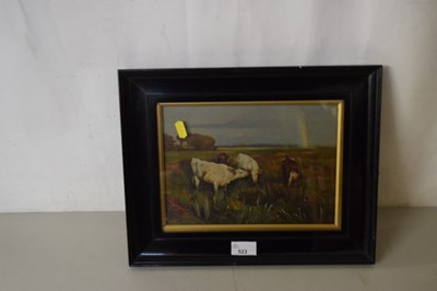 Lot 523 - View of cows grazing, framed