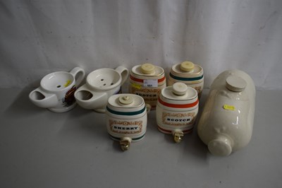 Lot 551 - Stone ware hot water bottle spirit bottles and...