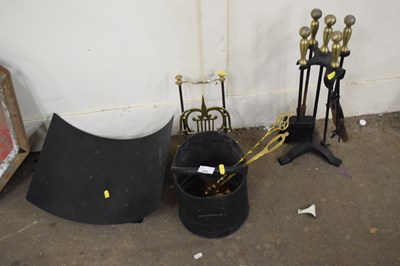 Lot 699 - Collection various fire tools, coal bucket etc