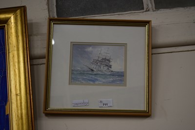 Lot 711 - Jason Partner study of a tall ship on rough...