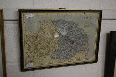 Lot 737 - Framed coloured map of Norfolk