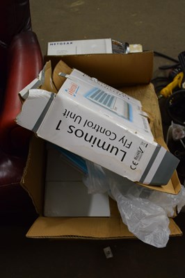 Lot 745 - Qty of wall mounted fly lights, modem router etc