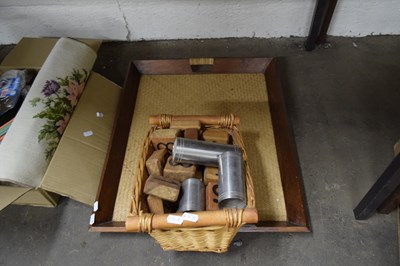 Lot 590 - SERVING TRAY PLUS VARIOUS WOODEN NUMBERED BLOCKS