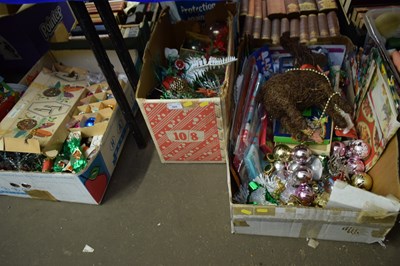 Lot 592 - Three boxes of assorted Christmas decorations