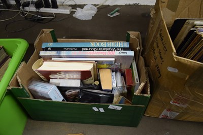 Lot 595 - ONE BOX MIXED BOOKS AND VARIOUS HOUSEHOLD...