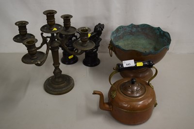 Lot 643 - Five branch candlestick, metal wares and other...