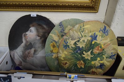 Lot 669 - Oval portrait of a lady with two floral still...