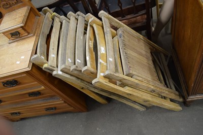 Lot 761 - Group of eight folding wooden chairs