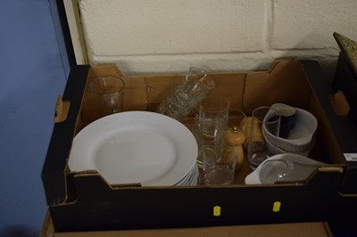 Lot 660 - Box various glasses, plates, kitchen wares etc