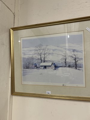 Lot 690 - Paul Evans coloured print, winter farm framed...