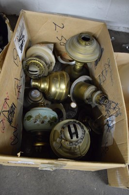 Lot 636 - BOX OF VARIOUS ASSORTED OIL LAMP PARTS