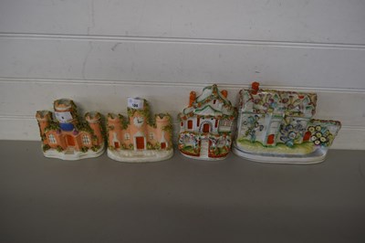 Lot 8 - FOUR VARIOUS STAFFORDSHIRE MODELS OF HOUSES...