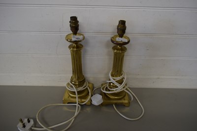 Lot 9 - PAIR OF BRASS CORINTHIAN COLUMN TABLE LAMPS