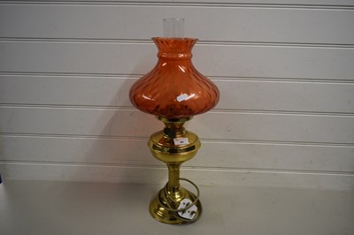 Lot 46 - BRASS BASED OIL LAMP CONVERTED TO ELECTRICITY