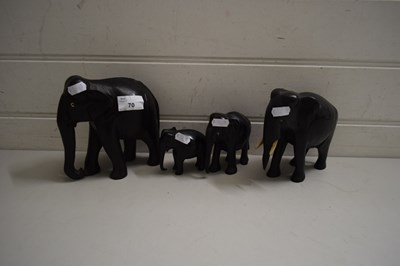 Lot 70 - FOUR GRADUATED EBONY ELEPHANTS