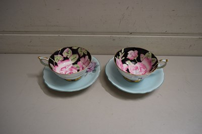 Lot 79 - PAIR OF PARAGON ROSE DECORATED CUPS AND...