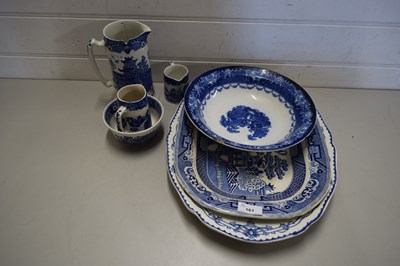 Lot 161 - QUANTITY OF BLUE AND WHITE MEAT PLATES, JUGS ETC
