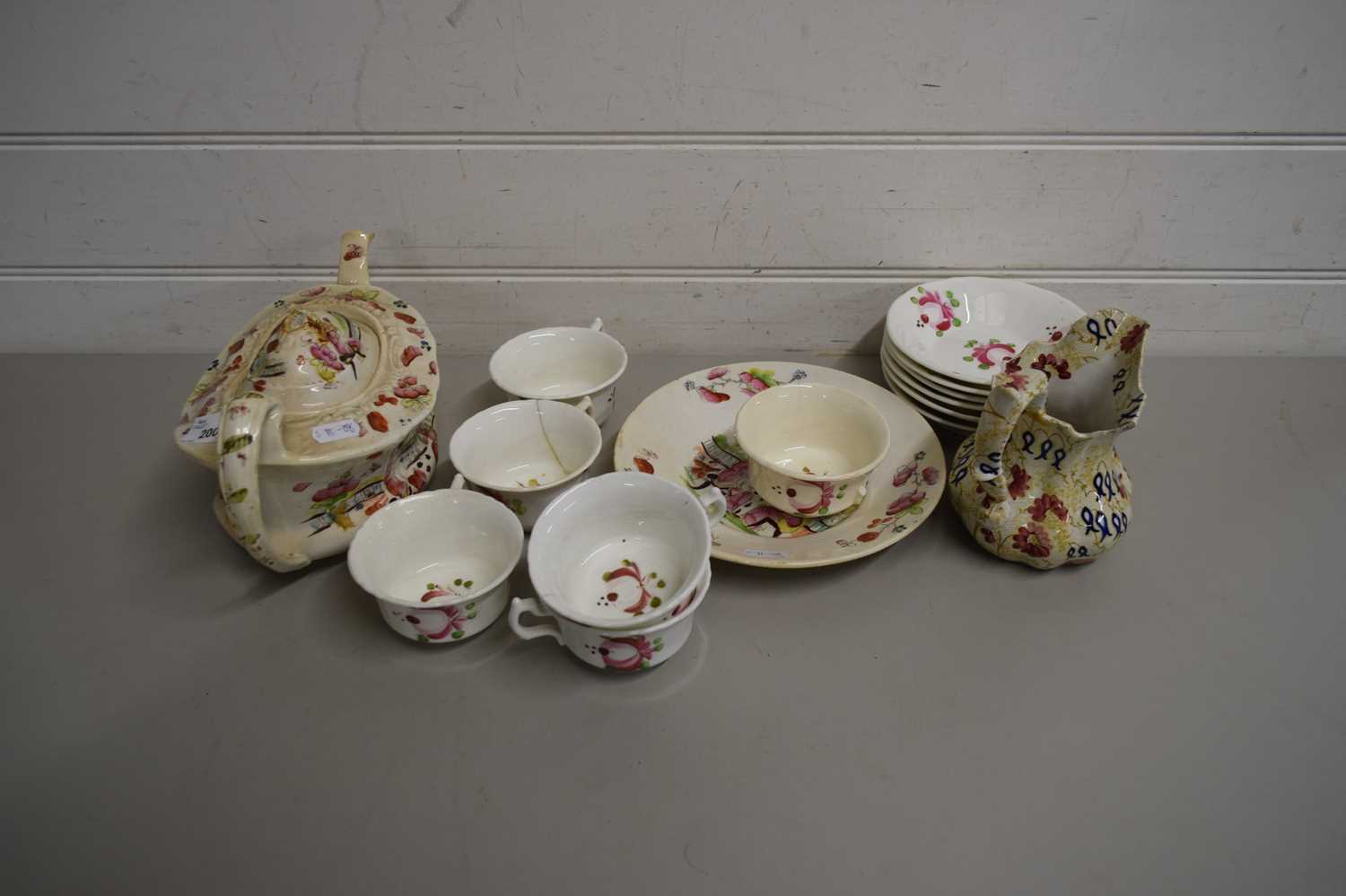 Lot 200 - QUANTITY OF 19TH CENTURY ROSE PATTERNED TEA WARES