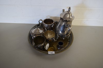 Lot 194 - SILVER PLATED TRAY CONTAINING TEA WARES AND A...