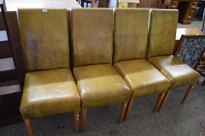 Lot 327 - SET OF FOUR LEATHER UPHOLSTERED DINING CHAIRS