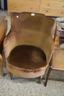 Lot 341 - BROWN UPHOLSTERED TUB CHAIR